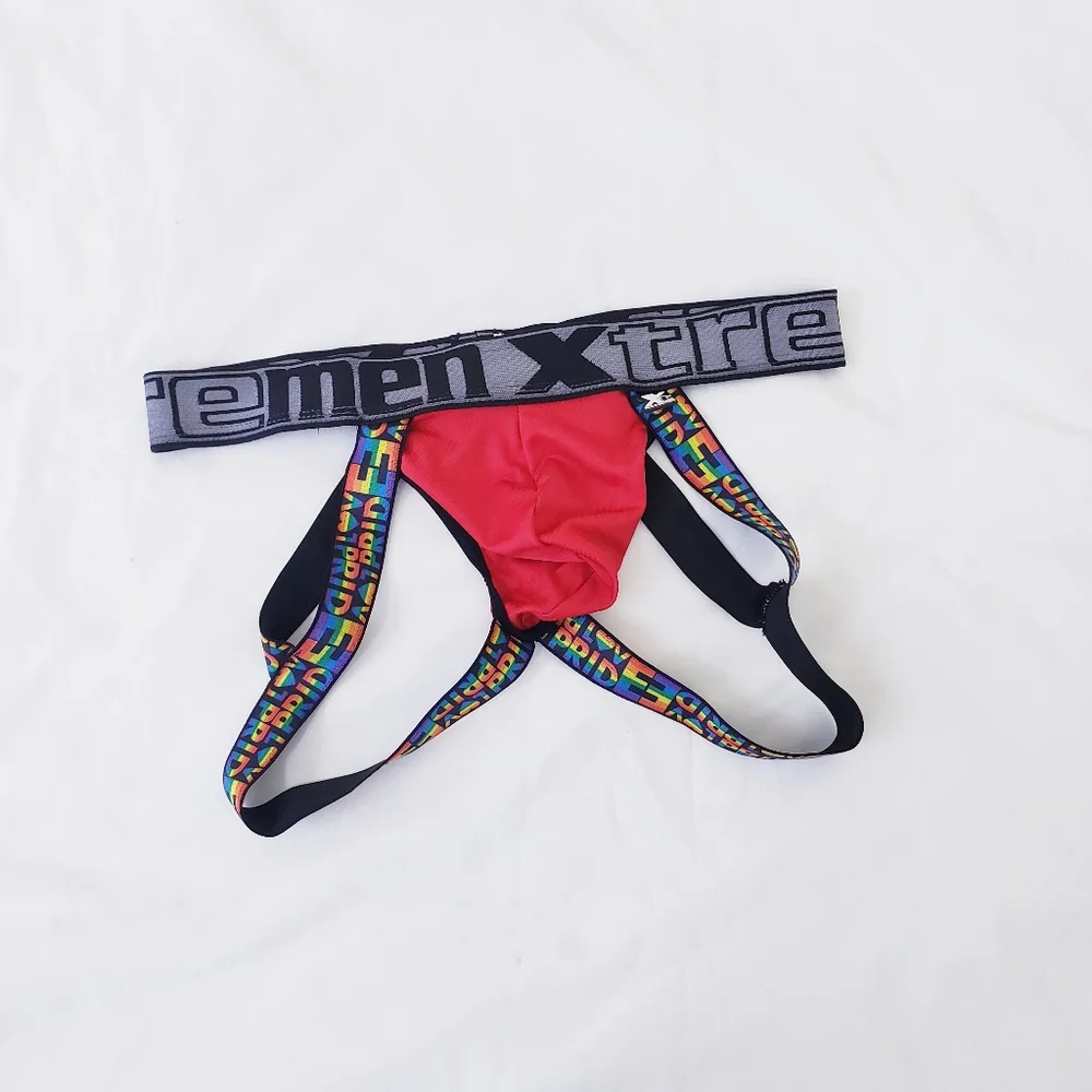 Xtremen Red Pride Jockstrap Mens Underwear LGBT Size Medium NWOT